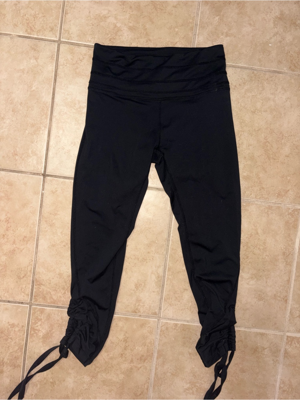 FP Movement by Free People Black Ruched Tie Hem Leggings